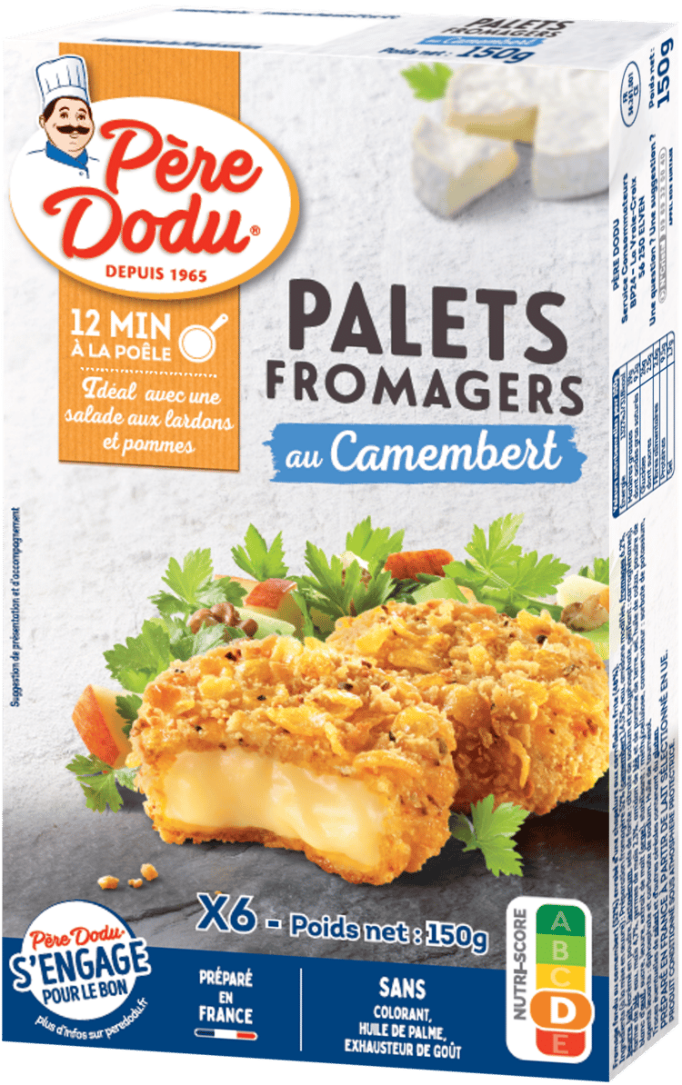 Image du packaging des palets fromagers saveur camembert Père Dodu