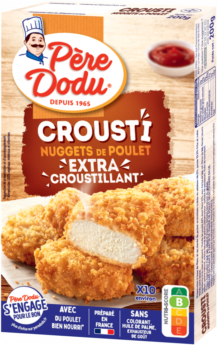 Image du packaging des Crousti Nuggets de poulet Père Dodu