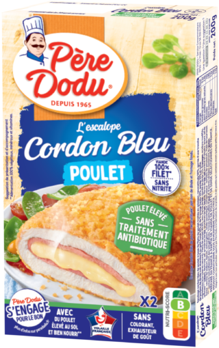 Packshot Escalope Cordon Bleu Sans Traitement Antibiotique Père Dodu