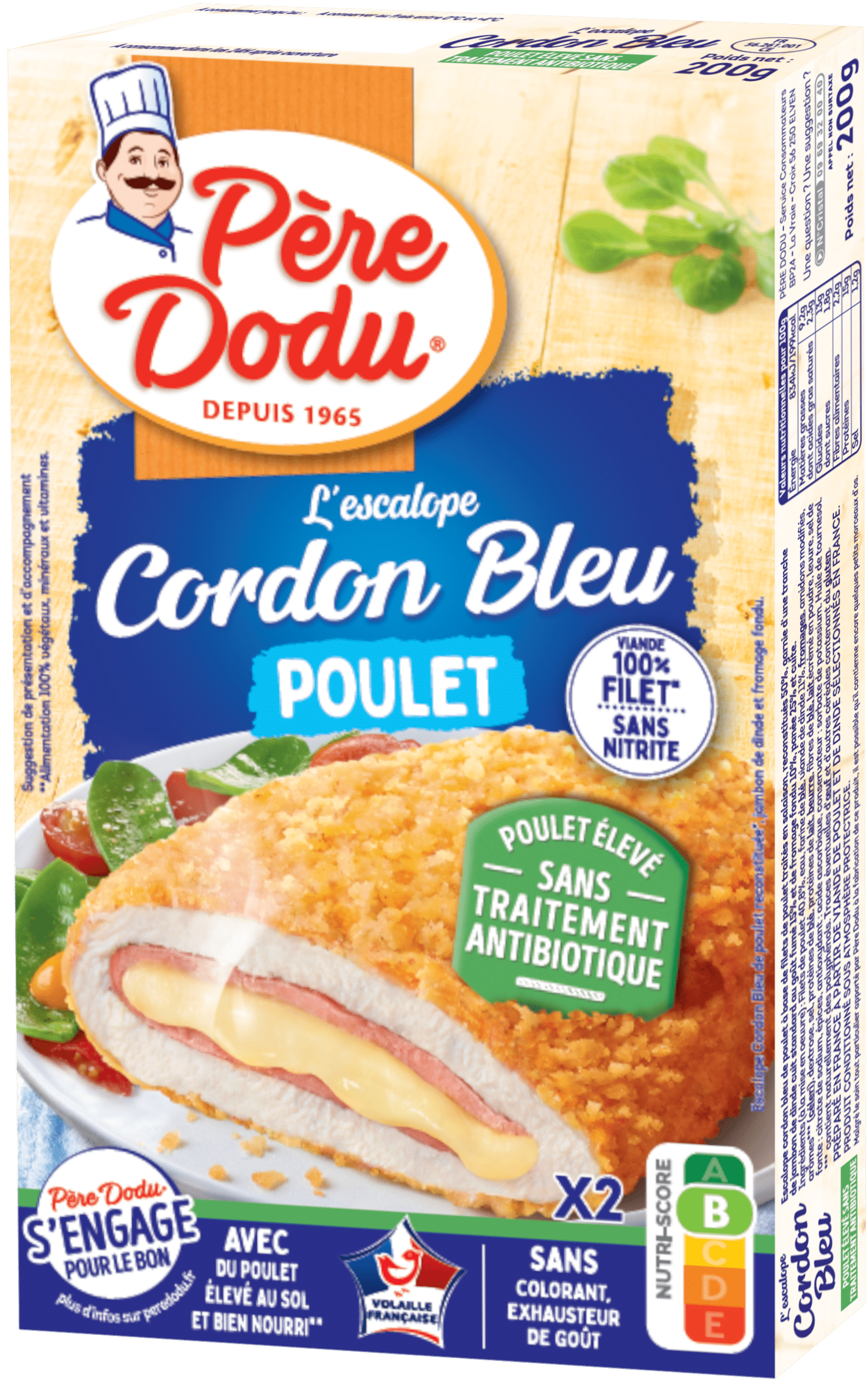 Packshot Escalope Cordon Bleu Sans Traitement Antibiotique Père Dodu