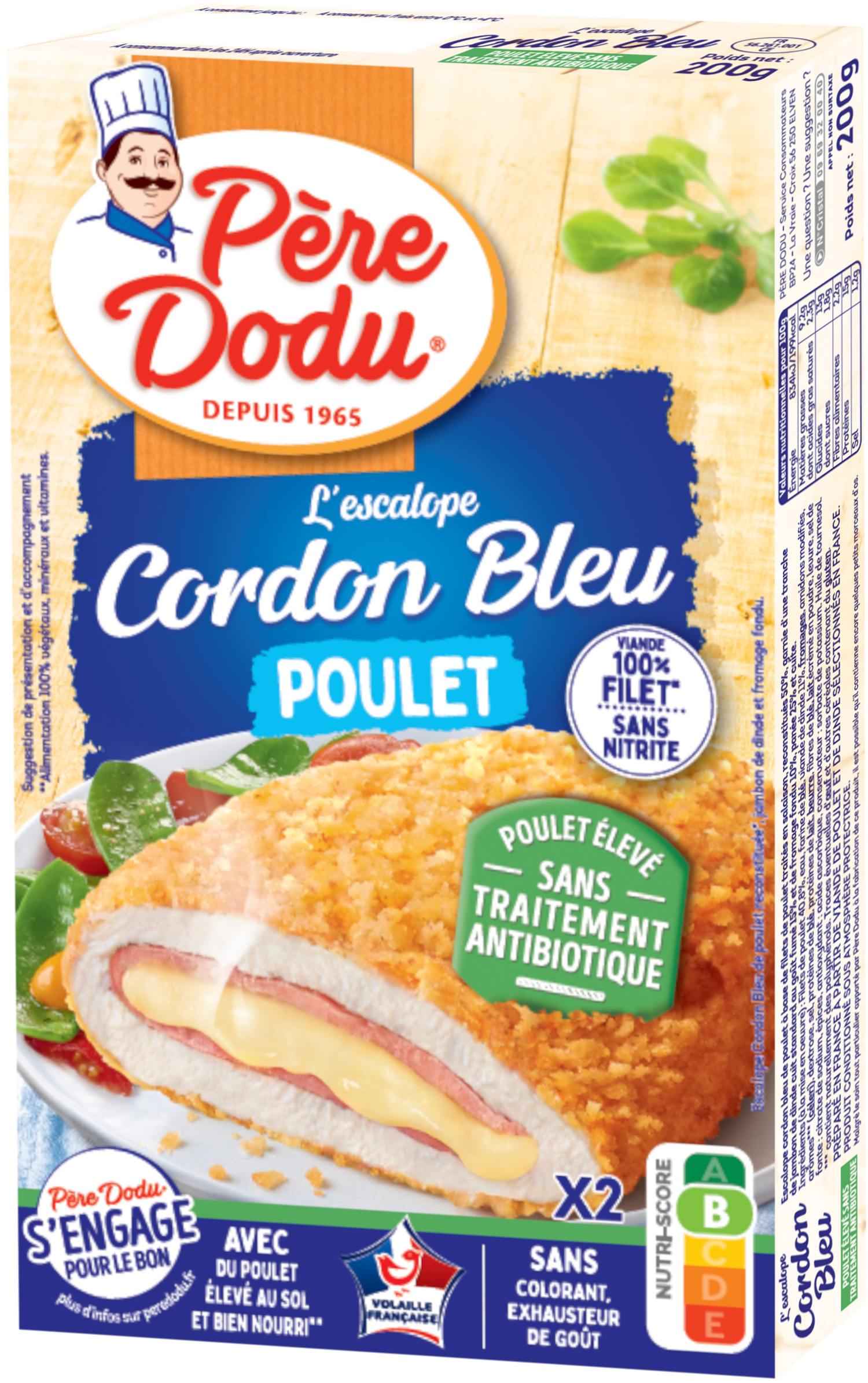 Packshot Escalope Cordon Bleu Sans Traitement Antibiotique Père Dodu