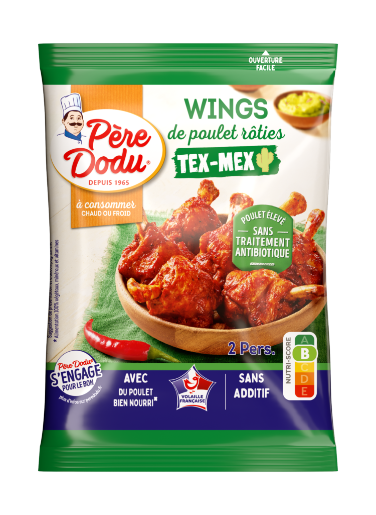 Image du packaging des Wings de poulet rôties Tex Mex 250g Père Dodu