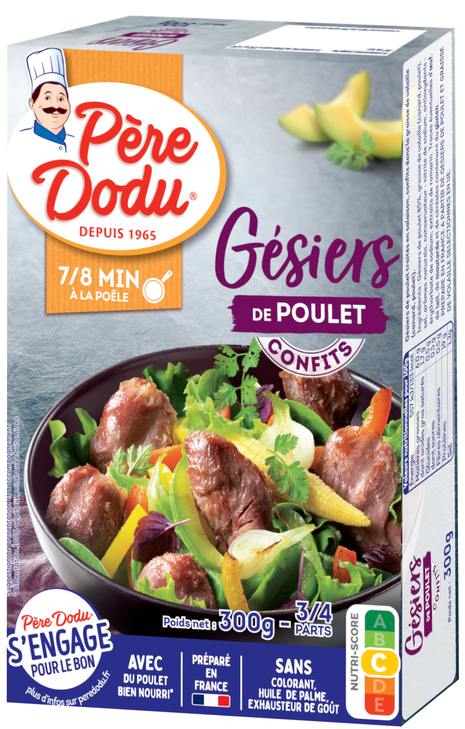 Packshot Gésiers de poulet confits Père Dodu